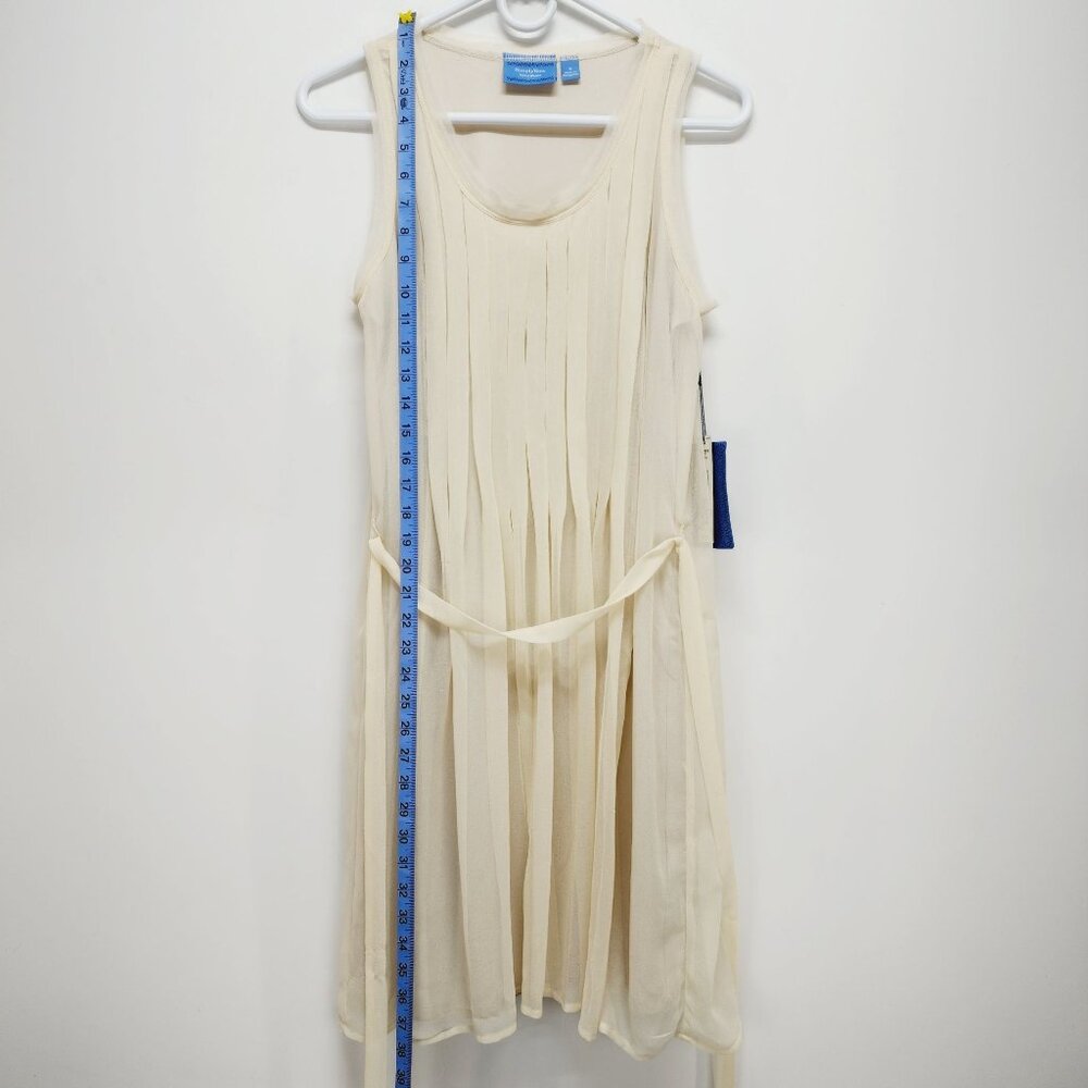Simply Vera Vera Wang chiffon mid Dress Womens Sleeveless Pleated  beige Size S - Picture 6 of 11